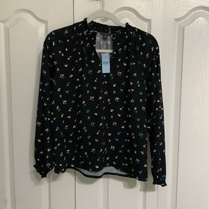 Black flower ann Taylor blouse size small new with tag